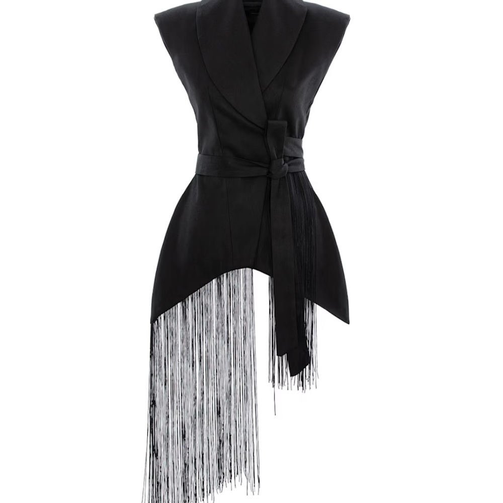 Hourglass Sleeveless Jacket/Vest w/Fringe detail on Side